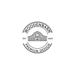 wooden barn line art logo illustration vector minimalist design
