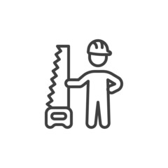 Carpenter worker line icon