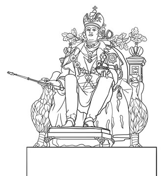 recommend clip art: Paul I monument in Saint Michael's Castle in Saint Petersburg Russia, line art sculpture drawing, hand drawn statue illustration on white background