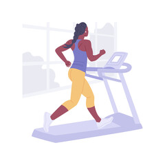 Home treadmill isolated cartoon vector illustrations.