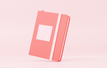3D closed red notebook with a clasp. 3d visualization of the illustration.