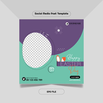 Happy Easter Day Promotion Social Media Post Instagram Premium Facebook Banner Template Vector