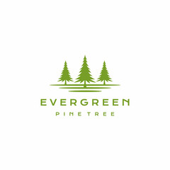 Evergreen Pine fir hemlock spruce conifer cedar tree logo design vector illustration