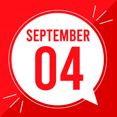 A vector illustration with text: September 4 st day. White balloon on a red backgound.