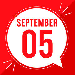 A vector illustration with text: September 5 st day. White balloon on a red backgound.