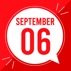 A vector illustration with text: September 6 st day. White balloon on a red backgound.