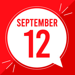 A vector illustration with text: September 12 st day. White balloon on a red backgound.