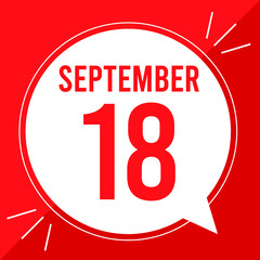 A vector illustration with text: September 18 st day. White balloon on a red backgound.