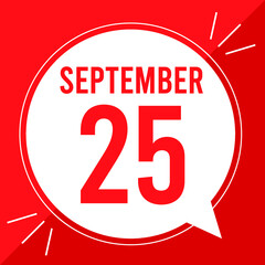 A vector illustration with text: September 25 st day. White balloon on a red backgound.