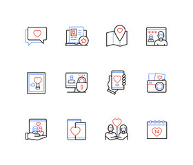 Romance, love and relationship - line design style icons