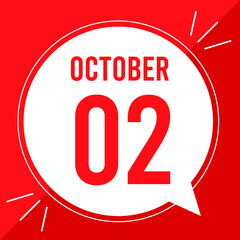 A vector illustration with text: October 2 st day. White balloon on a red backgound.