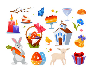 Easter holiday - modern flat design style object set