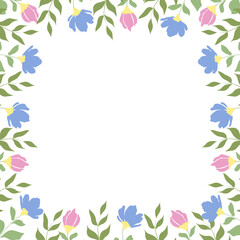 Floral Pink and Purple Easter Border with empty space for text, Mother's Day