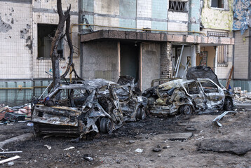 Cars destroyed by the explosion