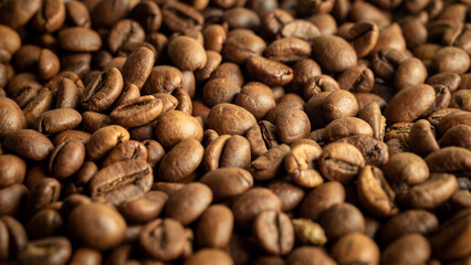 Close up view of coffe beans. Can be used as background