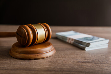 Judge gavel and money