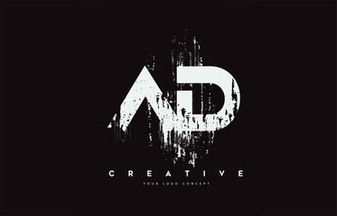 Obraz premium AD A D Grunge Brush Letter Logo Design in White Colors Vector Illustration.
