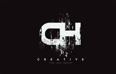 CH C H Grunge Brush Letter Logo Design in White Colors Vector Illustration.