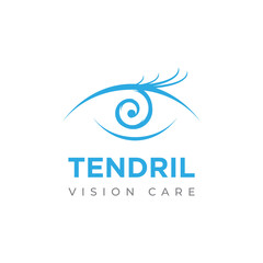 Tendril vision care logo, creative grass root eyelash vector