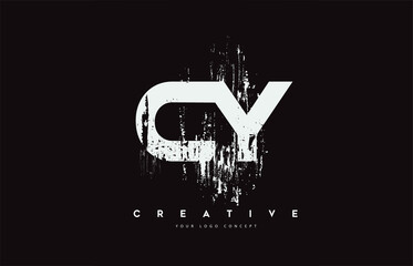 Obraz premium CY C Y Grunge Brush Letter Logo Design in White Colors Vector Illustration.