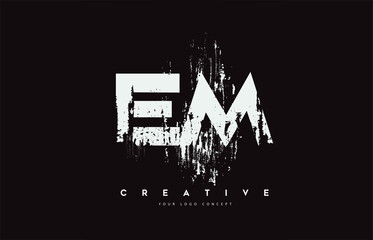 Obraz premium EM E M Grunge Brush Letter Logo Design in White Colors Vector Illustration.