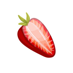 Piece of ripe strawberry.Cartoon vector graphic.