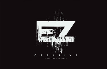 EZ E Z Grunge Brush Letter Logo Design in White Colors Vector Illustration.
