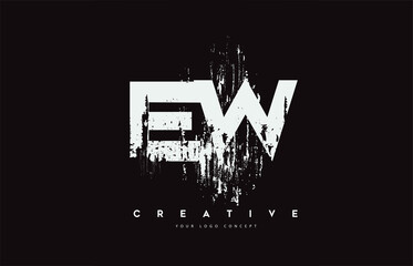 Obraz premium EW E W Grunge Brush Letter Logo Design in White Colors Vector Illustration.
