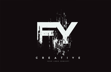 FY F Y Grunge Brush Letter Logo Design in White Colors Vector Illustration.