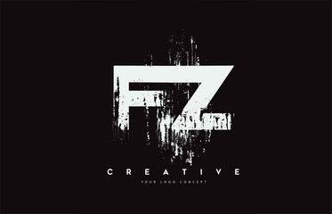 Obraz premium FZ F Z Grunge Brush Letter Logo Design in White Colors Vector Illustration.