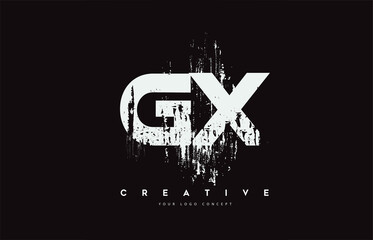 GX G X Grunge Brush Letter Logo Design in White Colors Vector Illustration.