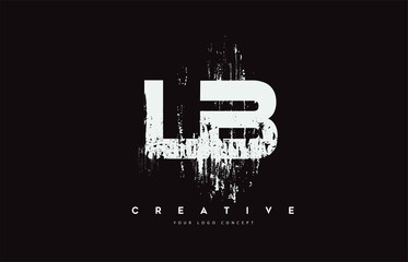 LB L B Grunge Brush Letter Logo Design in White Colors Vector Illustration.