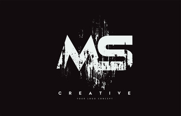 Obraz premium MS M S Grunge Brush Letter Logo Design in White Colors Vector Illustration.