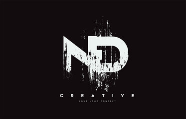 ND N D Grunge Brush Letter Logo Design in White Colors Vector Illustration.