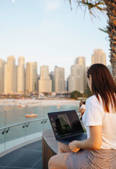 Work in the Emirates. Businesswoman in Dubai.

