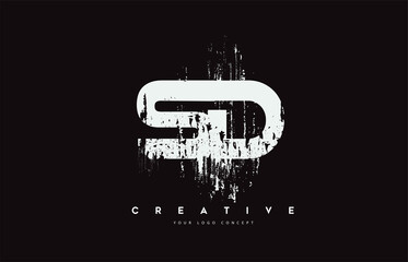 Obraz premium SD S D Grunge Brush Letter Logo Design in White Colors Vector Illustration.