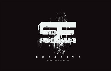 Obraz premium SE S E Grunge Brush Letter Logo Design in White Colors Vector Illustration.