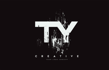 TY T Y Grunge Brush Letter Logo Design in White Colors Vector Illustration.