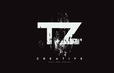 TZ T Z Grunge Brush Letter Logo Design in White Colors Vector Illustration.