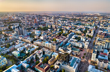 Aerial view of the old city of Kyiv, the capital of Ukraine, before the war with Russia