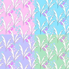 Vector seamless half-drop pattern, with leaves