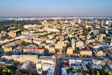 Aerial view of Khreshchatyk, the main street of Kiev, Ukraine, before the conflict with Russia