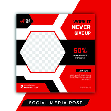 Modern gym social media post vector