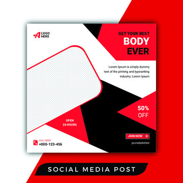 Modern gym social media post vector
