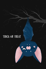 bat, halloween cute card, hand drawing, illustration - 494267580