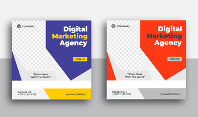 Professional Digital Marketing Agency Social Media Post Template,Instagram Post Set,Corporate Banner Template
