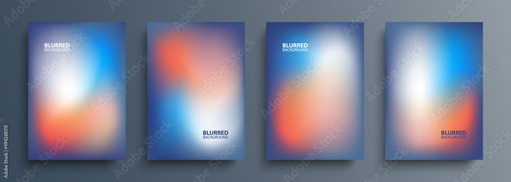 Poster set of blurred backgrounds with modern abstract blurred color gradient patterns. templates collectio