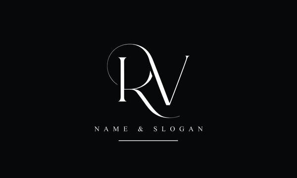 RV, VR, R, V abstract letters logo monogram
