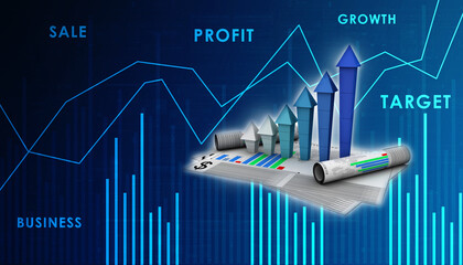 3d rendering Stock market online business concept. business Graph 
