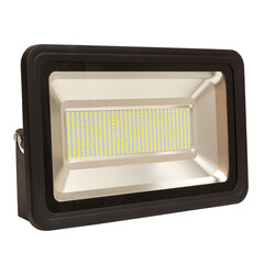outdoor powerful black LED lamp without logo on a white isolated background